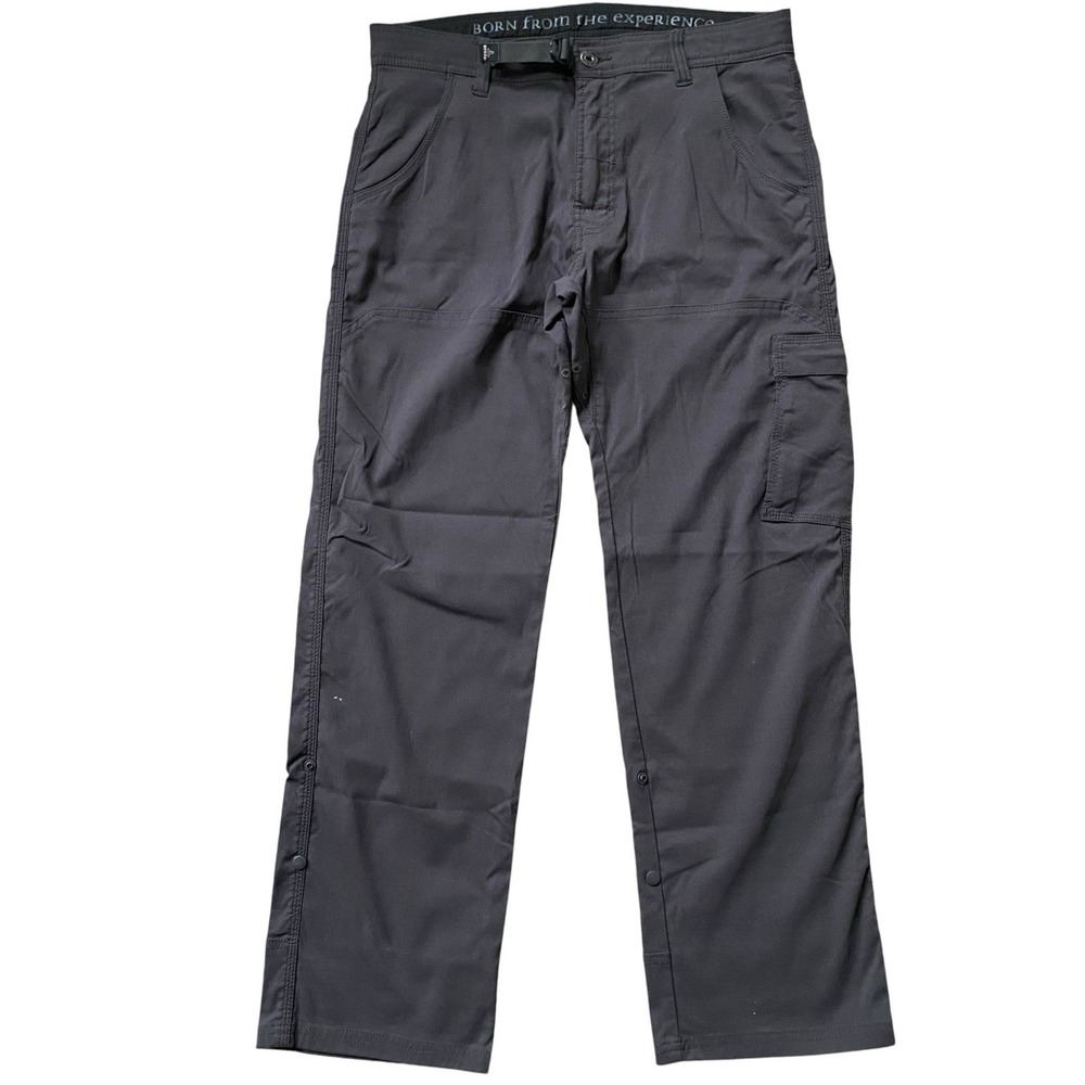 Prana Cargo Hiking Pants Men 31/32 's Dark Gray Stretch Roll Tab Trail Gorpcore